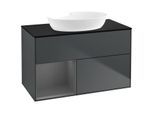 Villeroy und Boch Finion Waschtischunterschrank FA12GKHG 100cm, Abdeckplatte black matt, Regale Anthracite matt lacquer, Midnight Blue Matt Lacquer