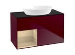Villeroy und Boch Finion Waschtischunterschrank FA12PCHB 100cm, Abdeckplatte black matt, Regale Oak Veneer, Peony Matt