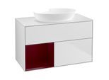 Villeroy und Boch Finion Waschtischunterschrank FA11HBMT 100cm, Abdeckplatte white matt, Regale Peony matt lacquer, White matt lacquer