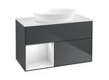 Villeroy und Boch Finion Waschtischunterschrank GA11MTHG 100cm, Abdeckplatte white matt, Emotion, Regale White matt lacquer, Midnight Blue Matt Lacquer