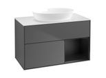 Villeroy und Boch Finion Waschtischunterschrank FA21PDGK 100cm, Abdeckplatte white matt, Regale Black matt lacquer, Anthracite matt