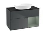 Villeroy und Boch Finion Waschtischunterschrank FA22GMHG 100cm, Abdeckplatte black matt, Regale Olive matt lacquer, Midnight Blue Matt Lacquer