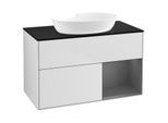 Villeroy und Boch Finion Waschtischunterschrank FA22GKMT 100cm, Abdeckplatte black matt, Regale Anthracite matt lacquer, White matt lacquer