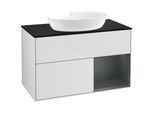Villeroy und Boch Finion Waschtischunterschrank FA22HGMT 100cm, Abdeckplatte black matt, Regale Midnight matt lacquer, White matt lacquer