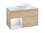 Villeroy und Boch Finion Waschtischunterschrank GA11MTPC 100cm, Abdeckplatte white matt, Emotion, Regale White matt lacquer, Oak Veneer