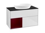 Villeroy und Boch Finion Waschtischunterschrank GA12HBMT 100cm, Abdeckplatte black matt, Emotion, Regale Peony matt lacquer, White matt lacquer