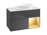 Villeroy und Boch Finion Waschtischunterschrank FA21HFHG 100cm, Abdeckplatte white matt, Regale Gold matt lacquer, Midnight Blue Matt Lacquer
