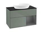 Villeroy und Boch Finion Waschtischunterschrank GA22GKGM 100cm, Abdeckplatte black matt, Emotion, Regale Anthracite matt lacquer, Olive Matt Lacquer
