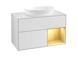 Villeroy und Boch Finion Waschtischunterschrank GA21HFMT 100cm, Abdeckplatte white matt, Emotion, Regale Gold matt lacquer, White matt lacquer