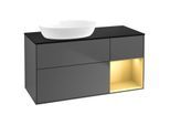 Villeroy und Boch Finion Waschtischunterschrank GA52HFGK 120cm, Abdeckplatte black matt, Emotion, Regale Gold matt lacquer, Anthracite matt