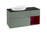Villeroy und Boch Finion Waschtischunterschrank GA52HBGM 120cm, Abdeckplatte black matt, Emotion, Regale Peony matt lacquer, Olive Matt Lacquer