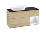 Villeroy und Boch Finion Waschtischunterschrank GA52MTPC 120cm, Abdeckplatte black matt, Emotion, Regale White matt lacquer, Oak Veneer