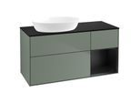 Villeroy und Boch Finion Waschtischunterschrank GA52PDGM 120cm, Abdeckplatte black matt, Emotion, Regale Black matt lacquer, Olive Matt Lacquer
