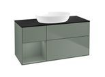 Villeroy und Boch Finion Waschtischunterschrank FA62GMGM 120cm, Abdeckplatte black matt, Regale Olive matt lacquer, Olive Matt Lacquer