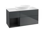 Villeroy und Boch Finion Waschtischunterschrank FA61PDHG 120cm, Abdeckplatte white matt, Regale Black matt lacquer, Midnight Blue Matt Lacquer