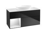Villeroy und Boch Finion Waschtischunterschrank FA61MTPD 120cm, Abdeckplatte white matt, Regale White matt lacquer, Black matt lacquer