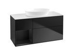 Villeroy und Boch Finion Waschtischunterschrank FA61PDPD 120cm, Abdeckplatte white matt, Regale Black matt lacquer, Black matt lacquer