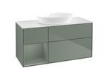 Villeroy und Boch Finion Waschtischunterschrank GA61GMGM 120cm, Abdeckplatte white matt, Emotion, Regale Olive matt lacquer, Olive Matt Lacquer
