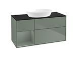 Villeroy und Boch Finion Waschtischunterschrank GA62GMGM 120cm, Abdeckplatte black matt, Emotion, Regale Olive matt lacquer, Olive Matt Lacquer