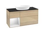 Villeroy und Boch Finion Waschtischunterschrank GA62MTPC 120cm, Abdeckplatte black matt, Emotion, Regale White matt lacquer, Oak Veneer