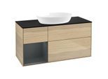Villeroy und Boch Finion Waschtischunterschrank GA62HGPC 120cm, Abdeckplatte black matt, Emotion, Regale Midnight matt lacquer, Oak Veneer