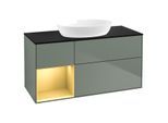 Villeroy und Boch Finion Waschtischunterschrank GA62HFGM 120cm, Abdeckplatte black matt, Emotion, Regale Gold matt lacquer, Olive Matt Lacquer