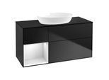 Villeroy und Boch Finion Waschtischunterschrank GA62MTPD 120cm, Abdeckplatte black matt, Emotion, Regale White matt lacquer, Black matt lacquer