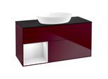 Villeroy und Boch Finion Waschtischunterschrank GA62MTHB 120cm, Abdeckplatte black matt, Emotion, Regale White matt lacquer, Peony Matt