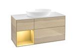 Villeroy und Boch Finion Waschtischunterschrank GA61HFPC 120cm, Abdeckplatte white matt, Emotion, Regale Gold matt lacquer, Oak Veneer
