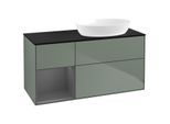 Villeroy und Boch Finion Waschtischunterschrank FA42GKGM 120cm, Abdeckplatte black matt, Regale Anthracite matt lacquer, Olive Matt Lacquer