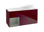 Villeroy und Boch Finion Waschtischunterschrank FA41GMHB 120cm, Abdeckplatte white matt, Regale Olive matt lacquer, Peony Matt