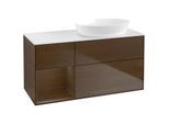 Villeroy und Boch Finion Waschtischunterschrank FA41GNGN 120cm, Abdeckplatte white matt, Regale Walnut Veneer, Walnut veneer