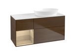 Villeroy und Boch Finion Waschtischunterschrank FA41PCGN 120cm, Abdeckplatte white matt, Regale Oak Veneer, Walnut veneer