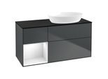 Villeroy und Boch Finion Waschtischunterschrank GA42GFHG 120cm, Abdeckplatte black matt, Emotion, Regale Glossy white lacquer, Midnight Blue Matt Lacquer