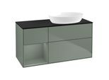 Villeroy und Boch Finion Waschtischunterschrank GA42GMGM 120cm, Abdeckplatte black matt, Emotion, Regale Olive matt lacquer, Olive Matt Lacquer
