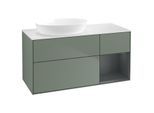 Villeroy und Boch Finion Waschtischunterschrank GA51HGGM 120cm, Abdeckplatte white matt, Emotion, Regale Midnight matt lacquer, Olive Matt Lacquer