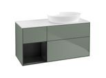 Villeroy und Boch Finion Waschtischunterschrank GA41PDGM 120cm, Abdeckplatte white matt, Emotion, Regale Black matt lacquer, Olive Matt Lacquer