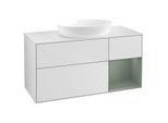 Villeroy und Boch Finion Waschtischunterschrank GA71GMMT 120cm, Abdeckplatte white matt, Emotion, Regale Olive matt lacquer, White matt lacquer