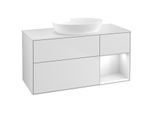 Villeroy und Boch Finion Waschtischunterschrank GA71GFMT 120cm, Abdeckplatte white matt, Emotion, Regale Glossy white lacquer, White matt lacquer