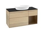 Villeroy und Boch Finion Waschtischunterschrank FA72GNPC 120cm, Abdeckplatte black matt, Regale Walnut Veneer, Oak Veneer