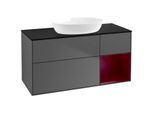 Villeroy und Boch Finion Waschtischunterschrank FA72HBGK 120cm, Abdeckplatte black matt, Regale Peony matt lacquer, Anthracite matt