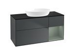 Villeroy und Boch Finion Waschtischunterschrank FA72GMHG 120cm, Abdeckplatte black matt, Regale Olive matt lacquer, Midnight Blue Matt Lacquer