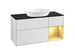 Villeroy und Boch Finion Waschtischunterschrank FA72HFMT 120cm, Abdeckplatte black matt, Regale Gold matt lacquer, White matt lacquer