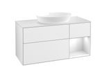 Villeroy und Boch Finion Waschtischunterschrank FA71GFGF 120cm, Abdeckplatte white matt, Regale Glossy white lacquer, Glossy white lacquer
