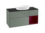 Villeroy und Boch Finion Waschtischunterschrank GA72HBGM 120cm, Abdeckplatte black matt, Emotion, Regale Peony matt lacquer, Olive Matt Lacquer
