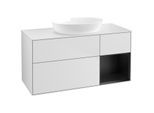 Villeroy und Boch Finion Waschtischunterschrank FA71PDMT 120cm, Abdeckplatte white matt, Regale Black matt lacquer, White matt lacquer