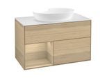 Villeroy und Boch Finion Waschtischunterschrank FA11PCPC 100cm, Abdeckplatte white matt, Regale Oak Veneer, Oak Veneer