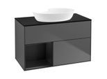 Villeroy und Boch Finion Waschtischunterschrank FA12PDGK 100cm, Abdeckplatte black matt, Regale Black matt lacquer, Anthracite matt
