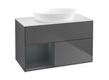 Villeroy und Boch Finion Waschtischunterschrank FA11HGGK 100cm, Abdeckplatte white matt, Regale Midnight matt lacquer, Anthracite matt