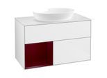 Villeroy und Boch Finion Waschtischunterschrank FA11HBGF 100cm, Abdeckplatte white matt, Regale Peony matt lacquer, Glossy white lacquer
